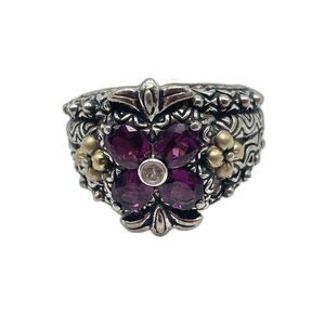 Bixby Sterling Ring W/ 18k Yg Accents W/ Tanzanite & White Topaz - w/Box